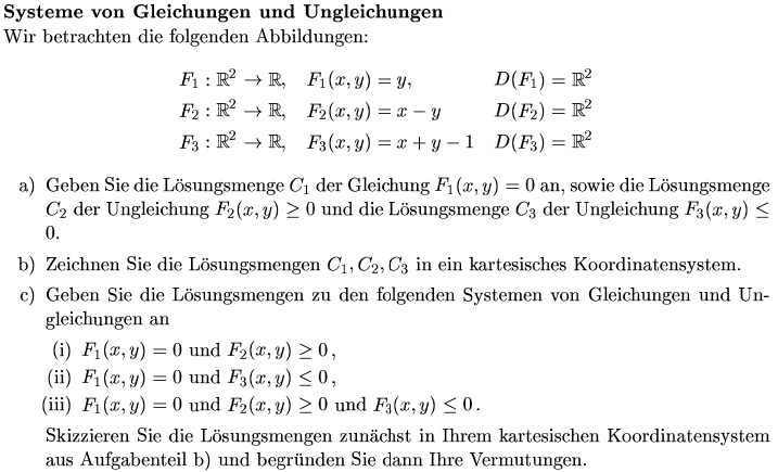 Systeme von Gleichungen und Ungleichungen