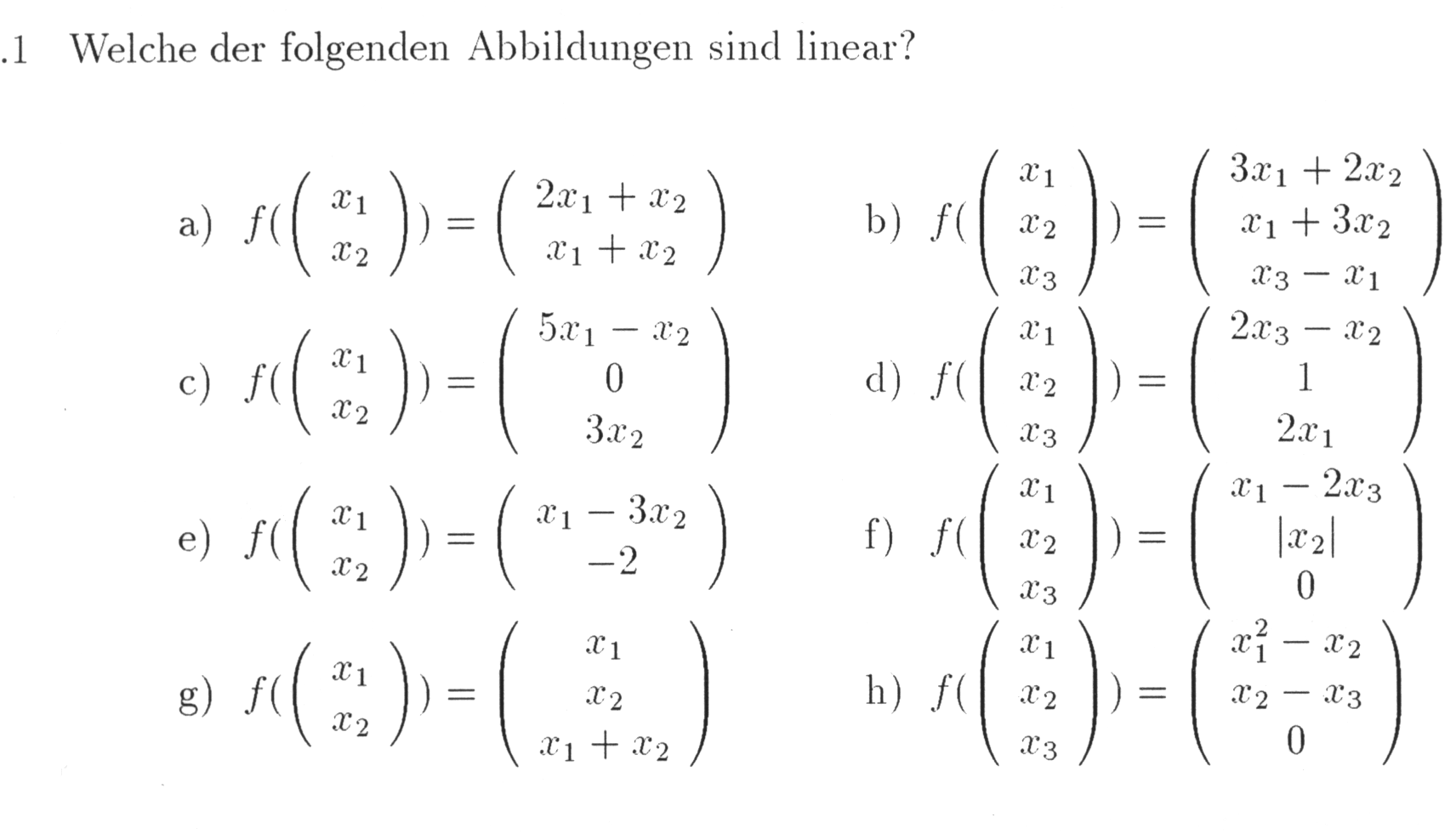 Welche Abbildungen sind linear?