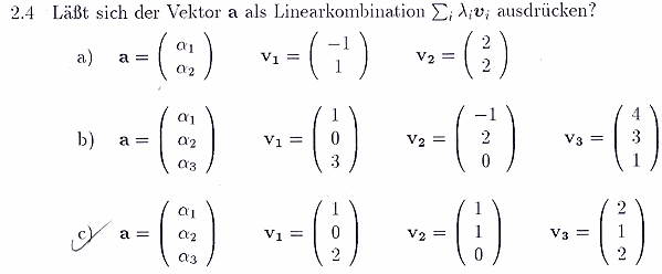 Vektor als Linearkombination ausdrückbar?